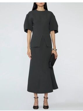 Tibi Wool Crepe Marte Fluid Skirt in 4